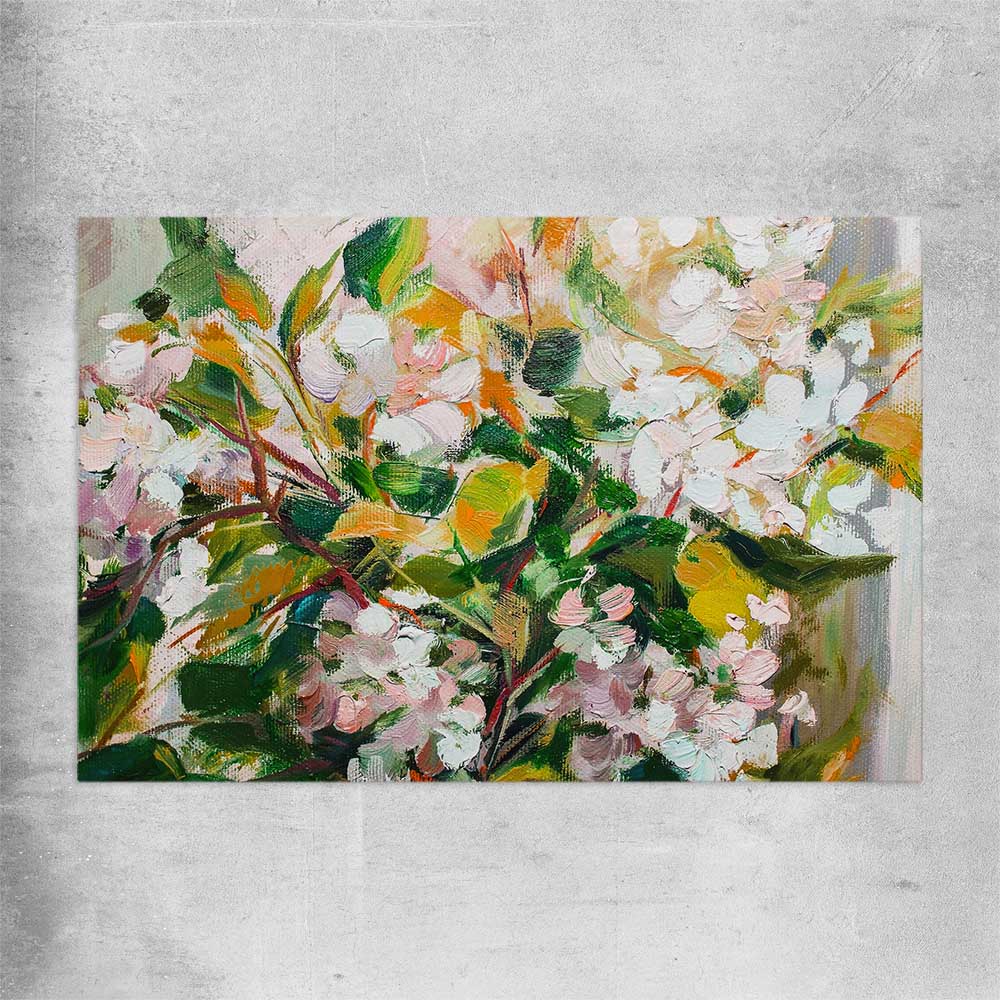 Floral print of Green Blossom on a rolled print