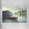 Floral print of Tranquil Wooden Boat on a rolled print