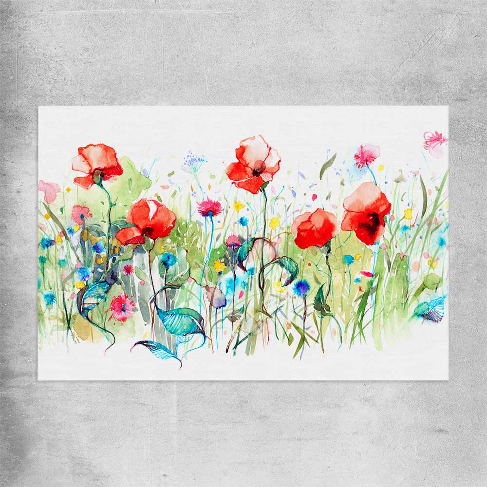 Floral print of Watercolour Red Poppies on a rolled print