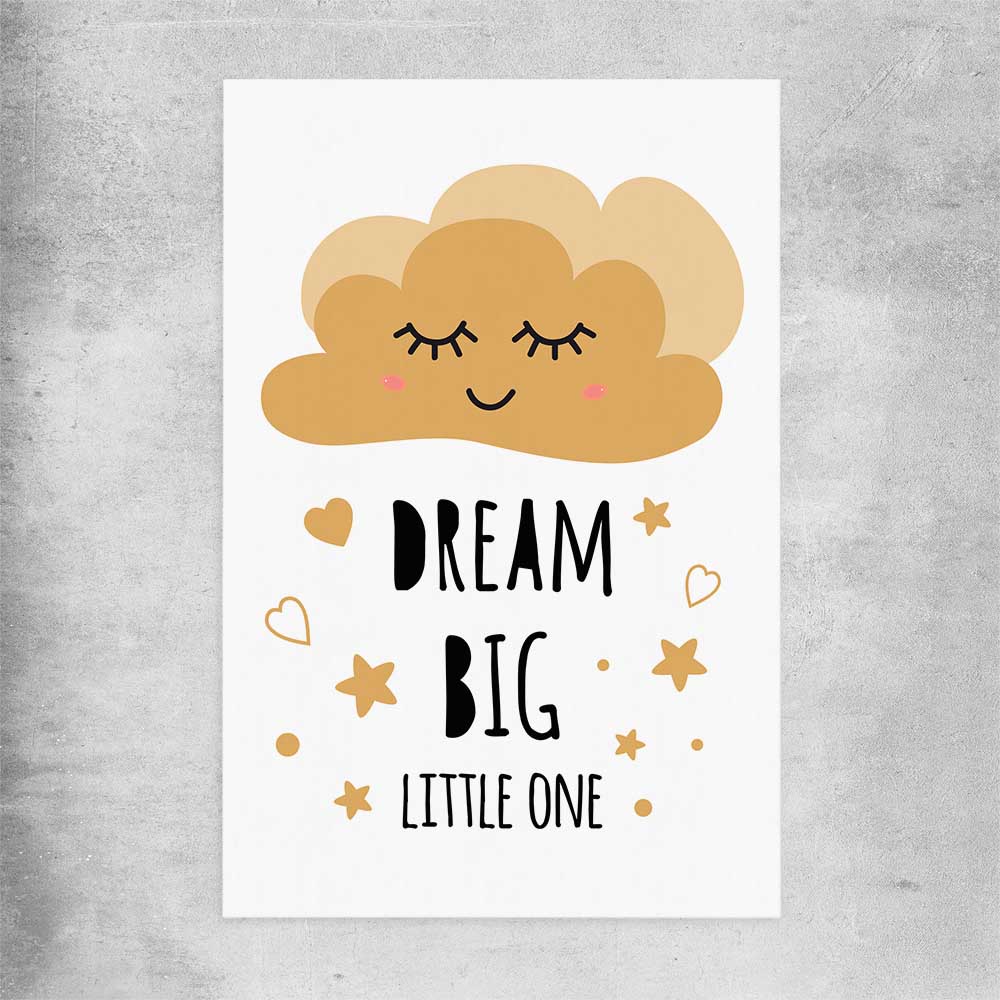 Dream Big rolled print is a nursery canvas wall art and print suited for childrens nursery area