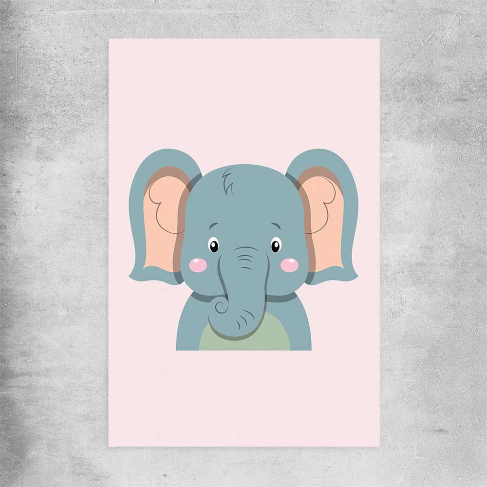 Friendly Elephant rolled print is a nursery canvas wall art and print suited for childrens nursery area