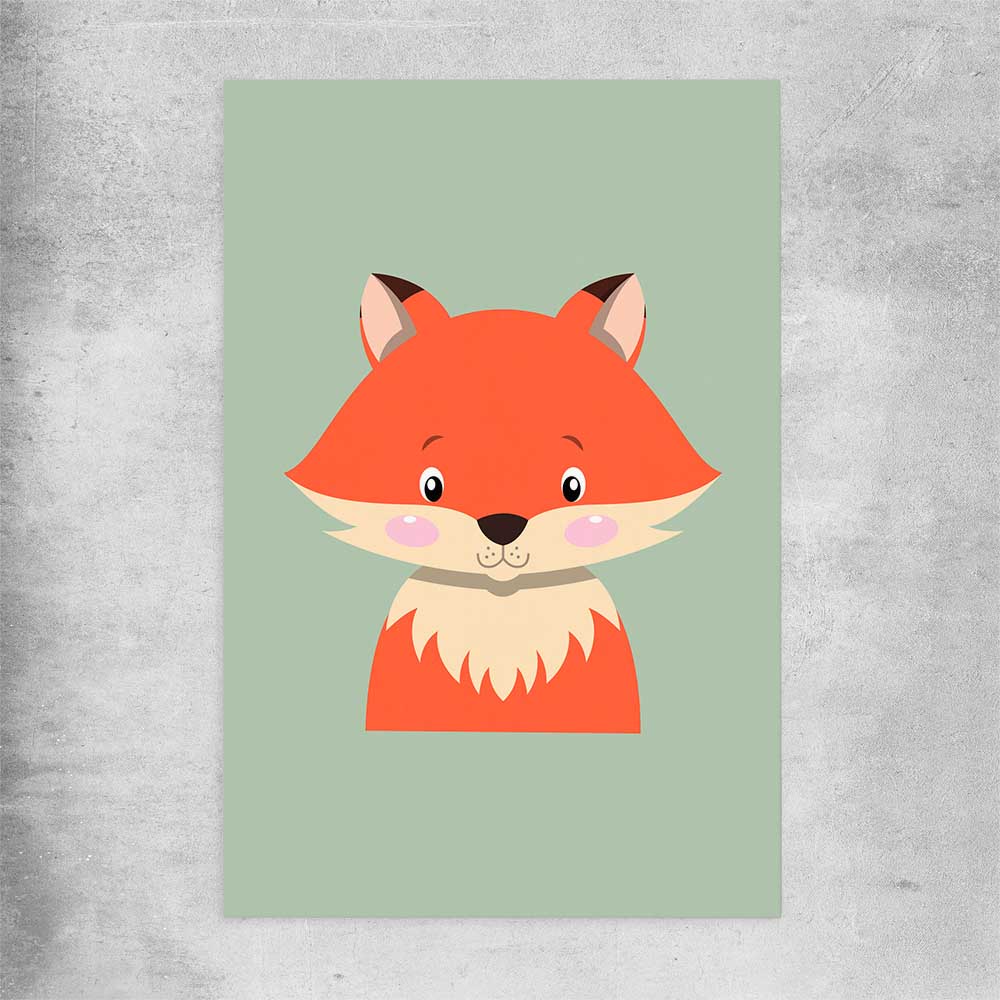 Friendly Fox rolled print is a nursery canvas wall art and print suited for childrens nursery area