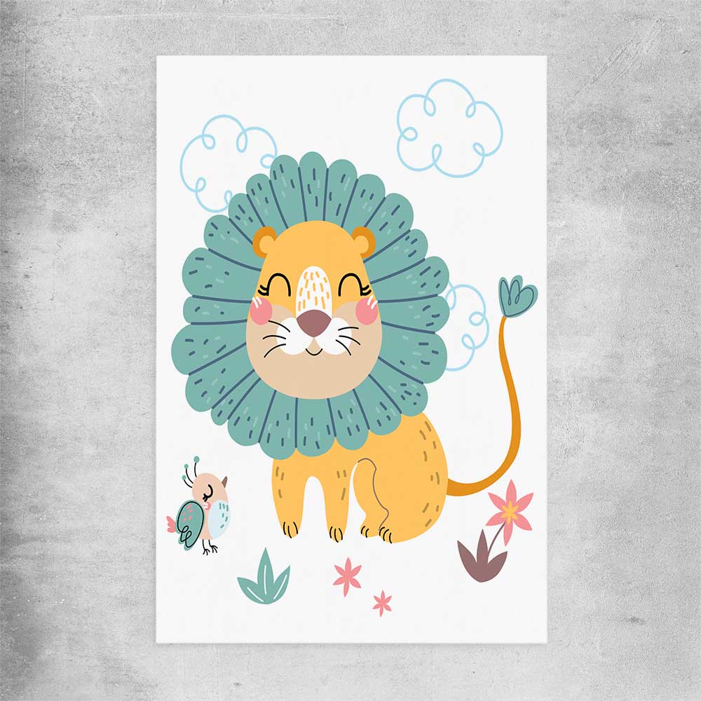 Safari Lion rolled print is a nursery canvas wall art and print suited for childrens nursery area