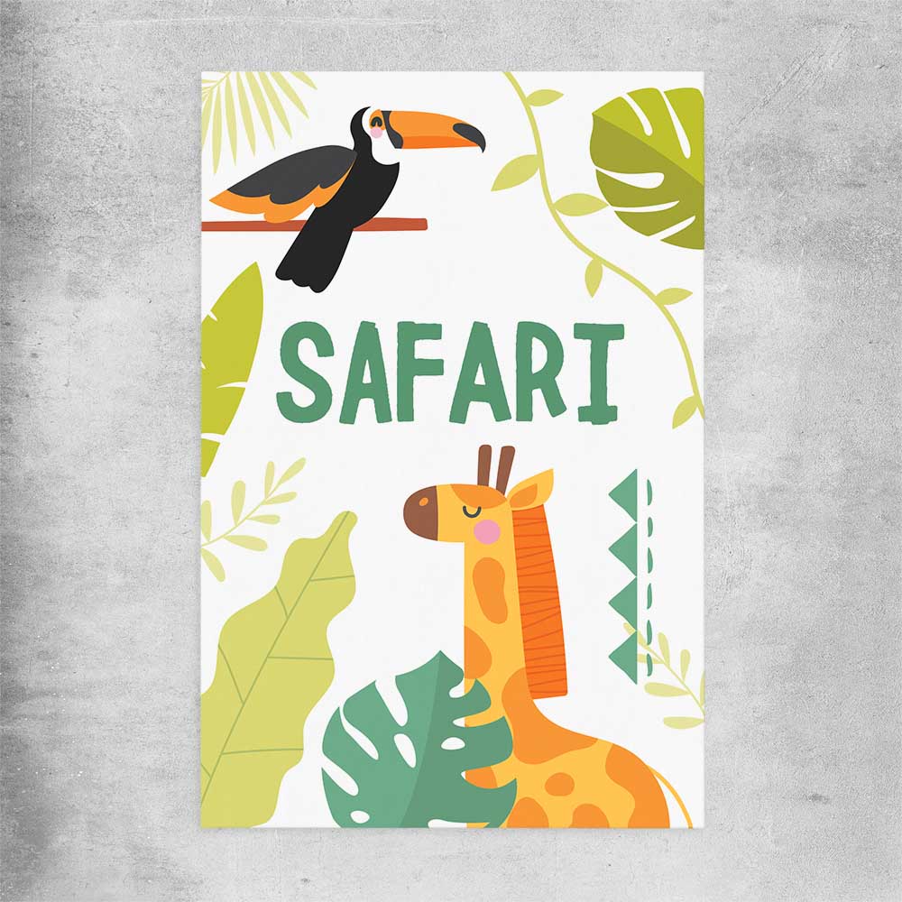 Safari Roaming rolled print is a nursery canvas wall art and print suited for childrens nursery area
