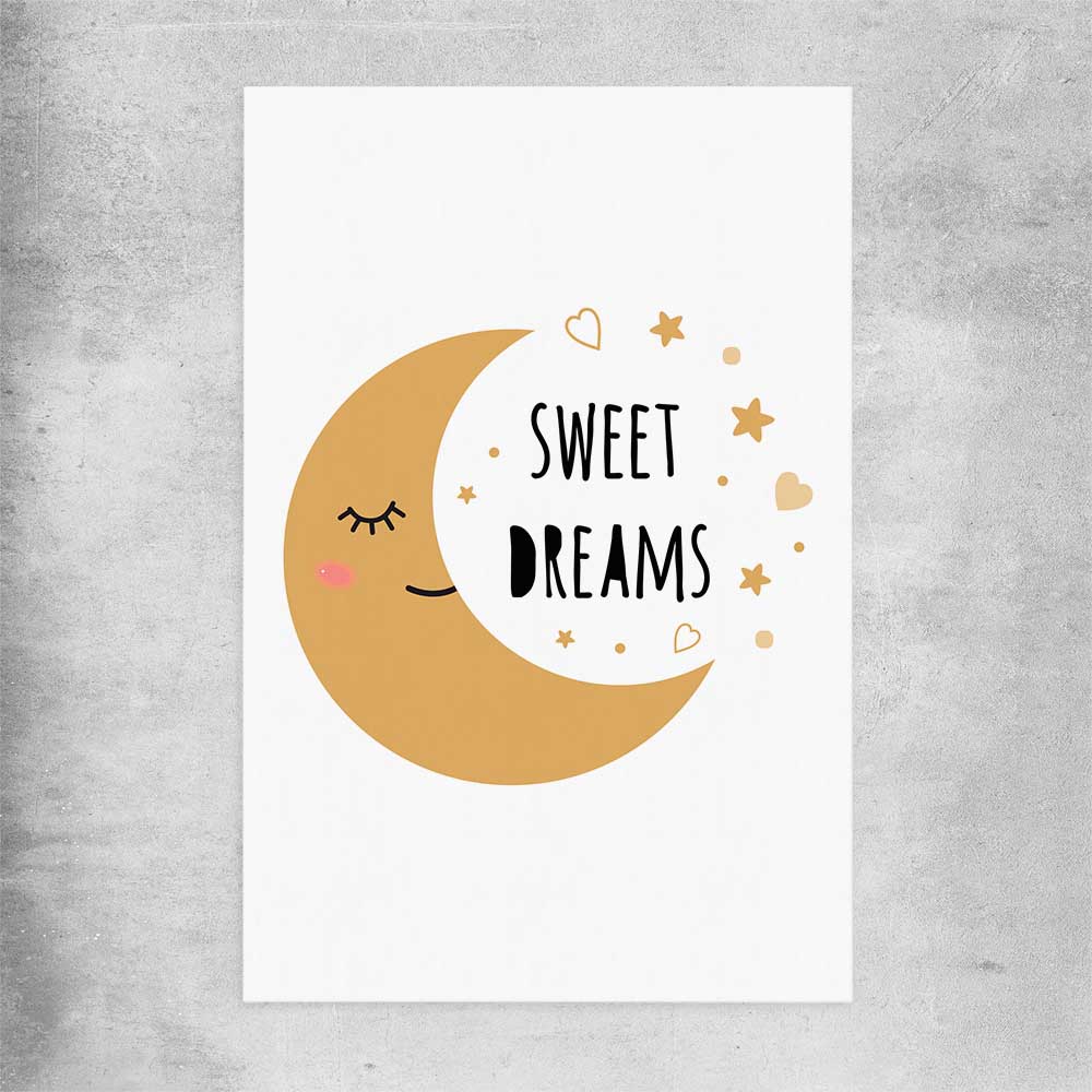 Sweet Dreams rolled print is a nursery canvas wall art and print suited for childrens nursery area