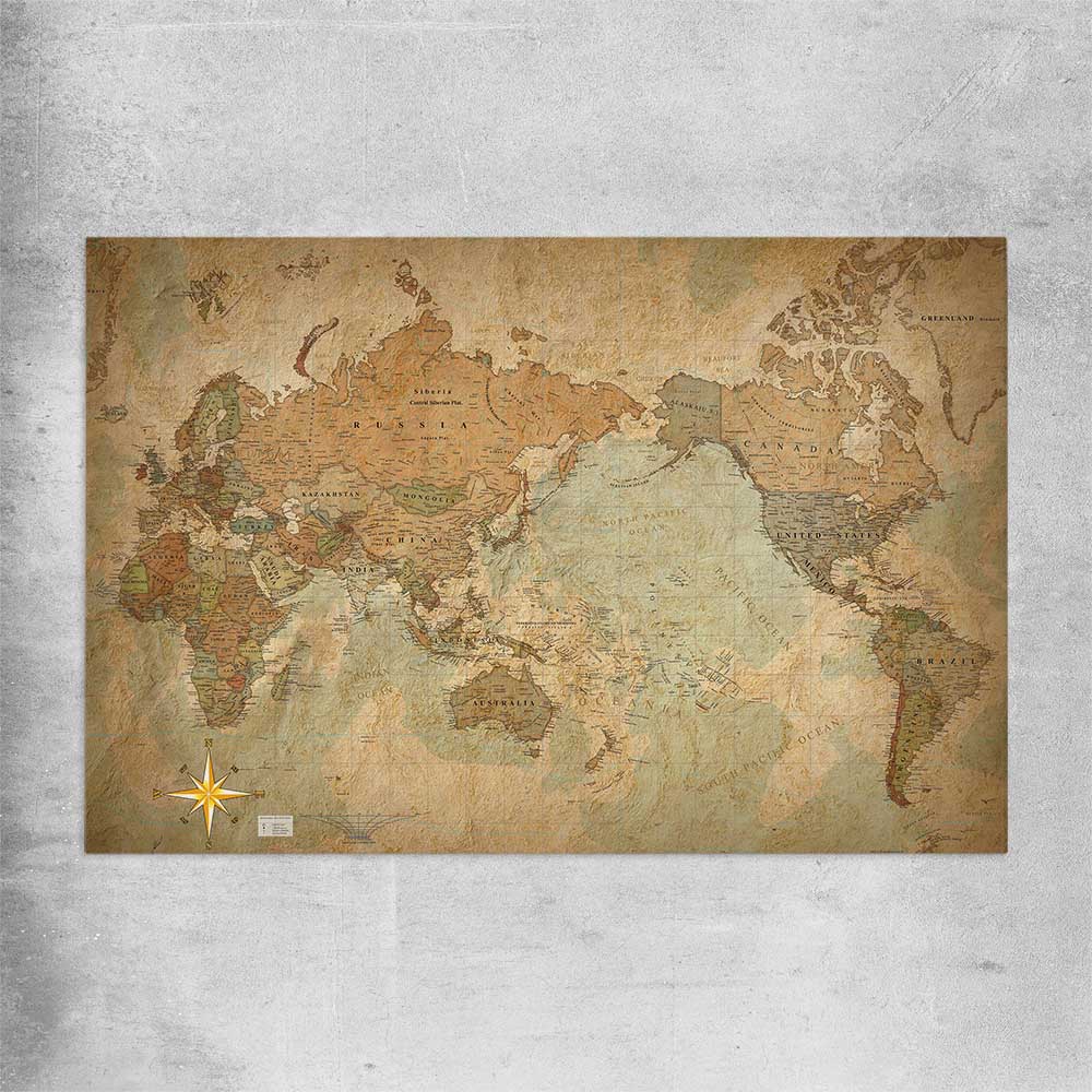 Antique World rolled print is a high quality print in our city skyline, travel prints and maps collection
