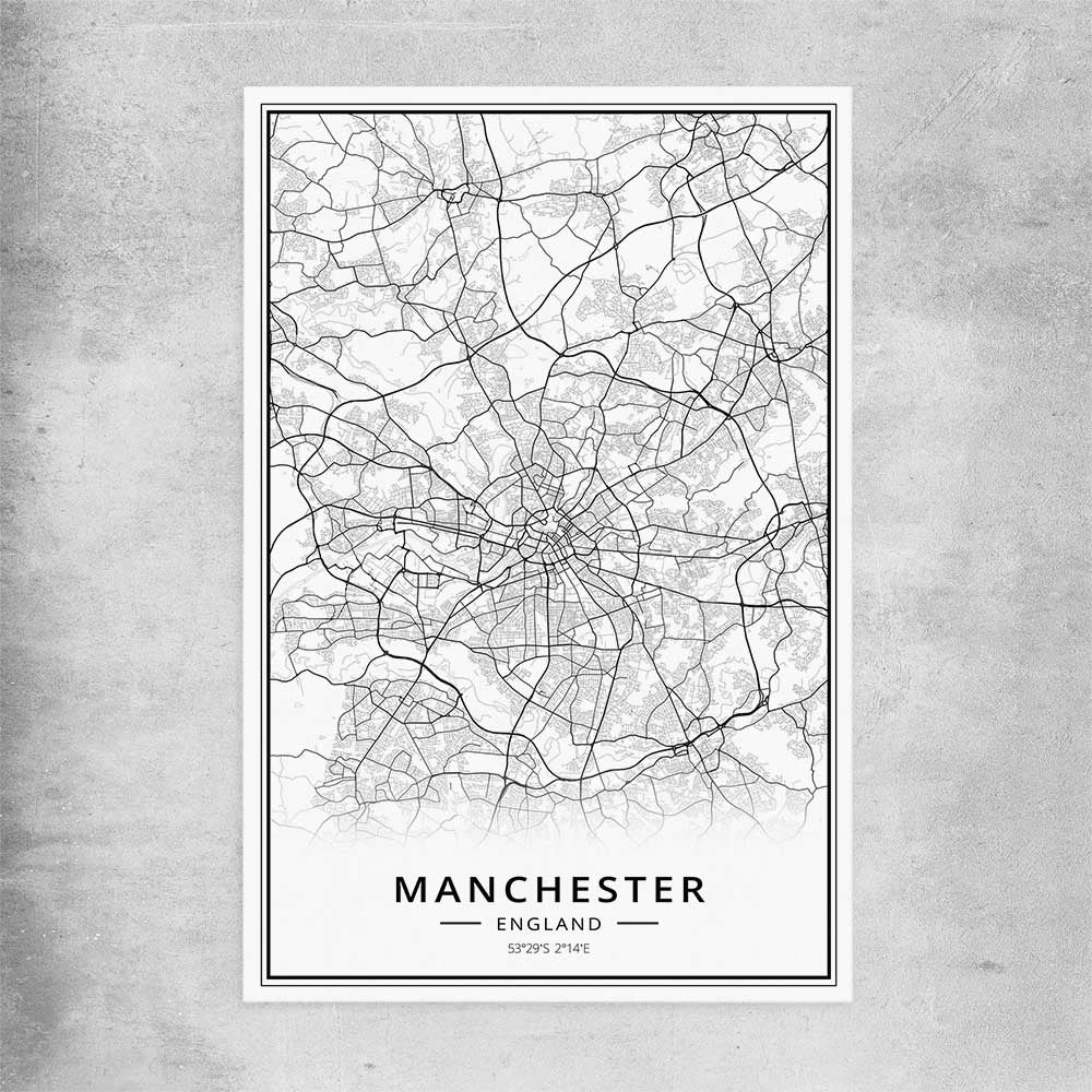 Greater Manchester rolled print is a high quality print in our city skyline, travel prints and maps collection
