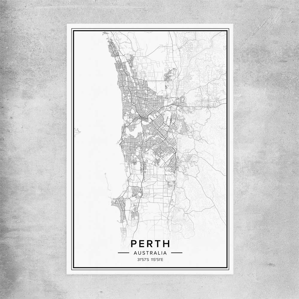 Perth City rolled print is a high quality print in our city skyline, travel prints and maps collection