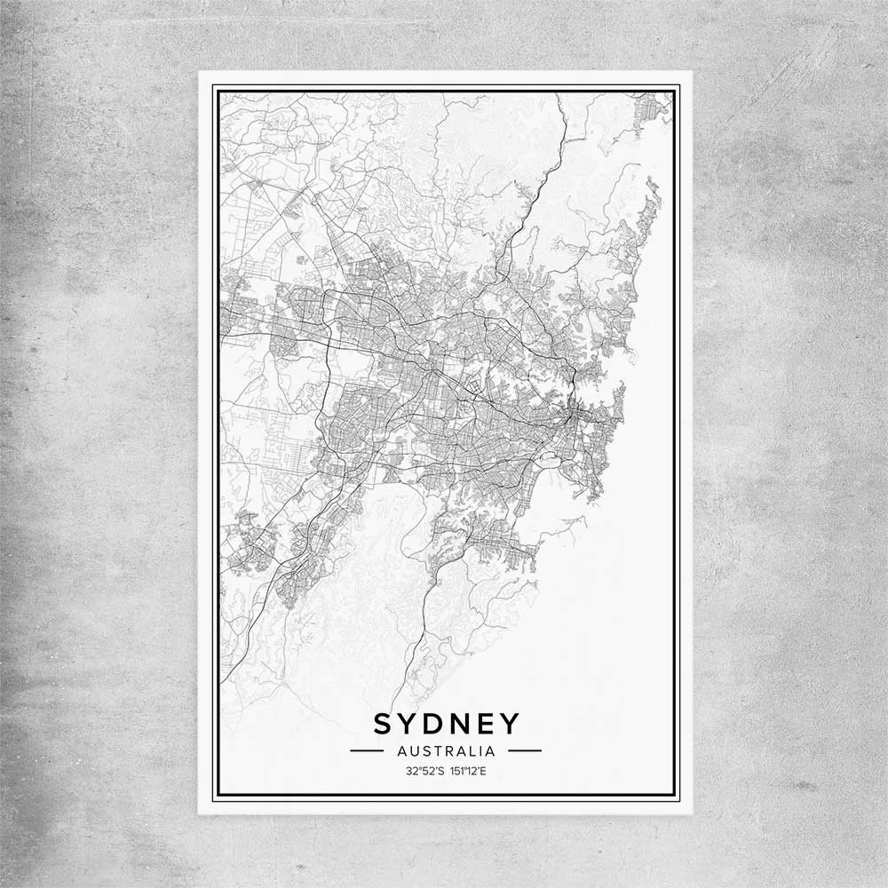 Sydney City rolled print is a high quality print in our city skyline, travel prints and maps collection