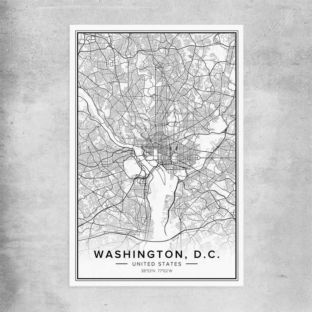 Washington City rolled print is a high quality print in our city skyline, travel prints and maps collection