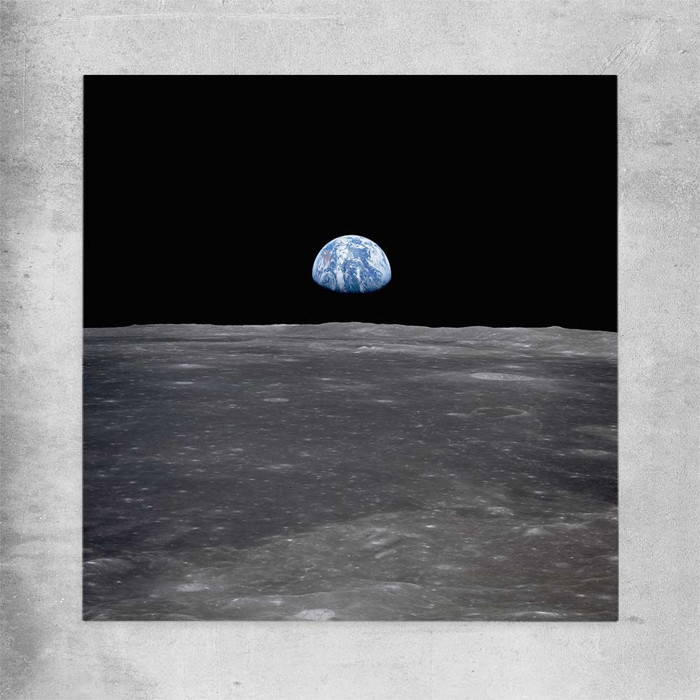 Space prints and wall art of Earthrise on a rolled print
