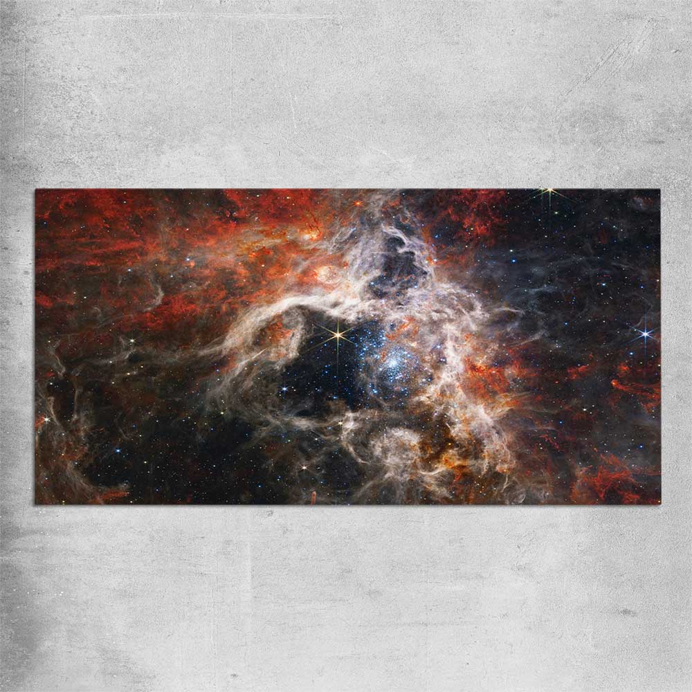 Space prints and wall art of Tarantula Nebula on a rolled print
