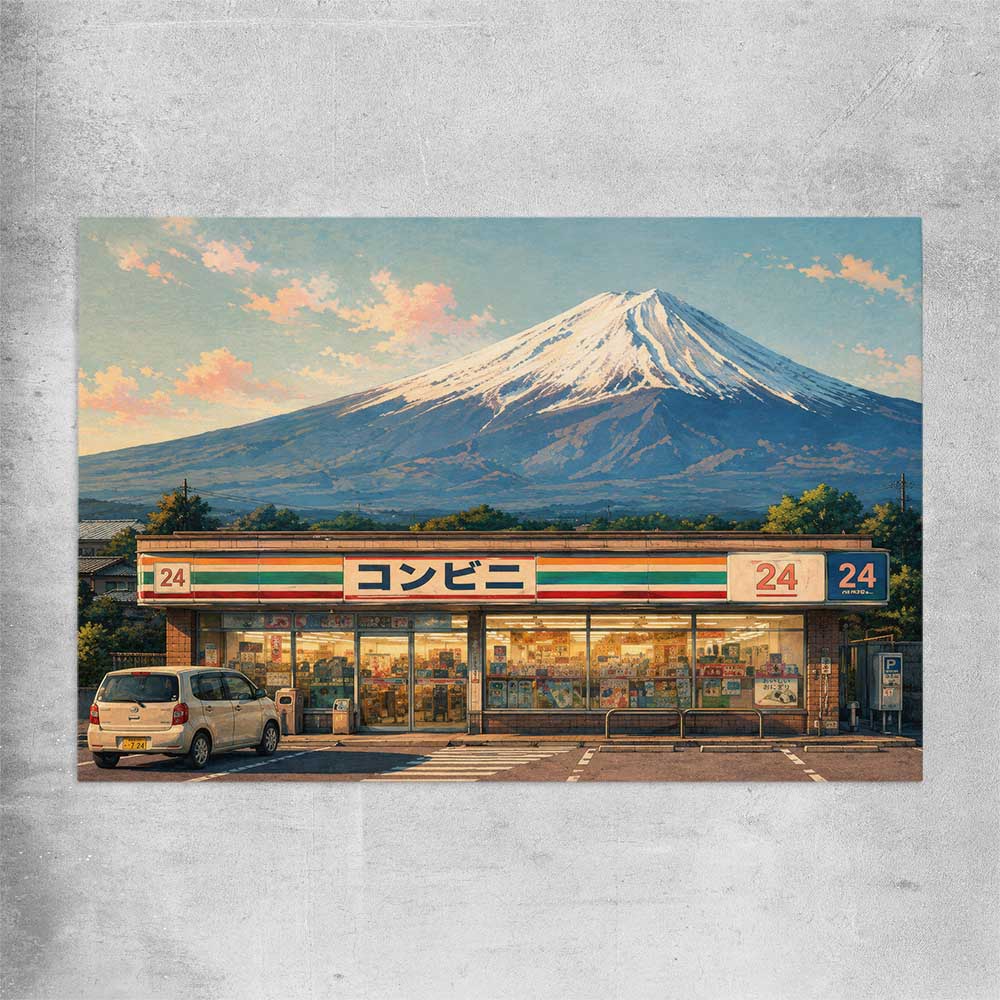 Fuji Konbini Nights rolled print is a high quality print in our city skyline, travel prints and maps collection
