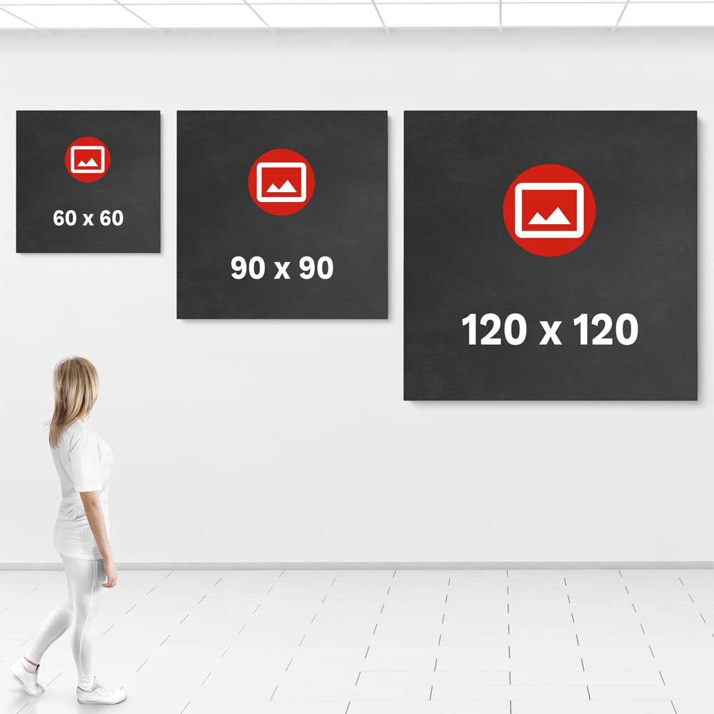 Printivart sizing chart for square wall art