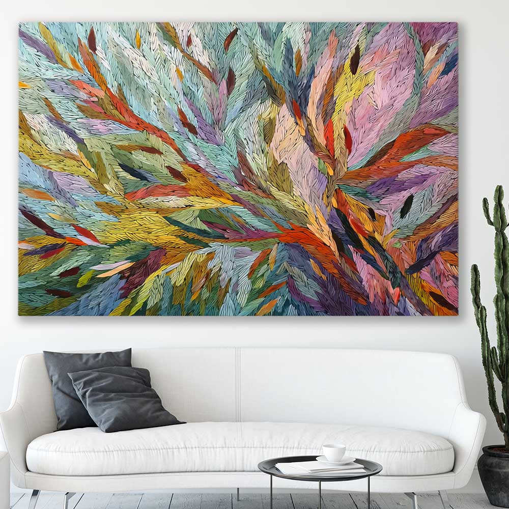 Abstract Australian Nature stretched canvas displayed in a room - part of our high quality canvas abstract wall art collection