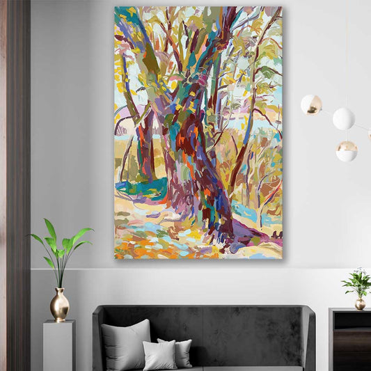 Autumn Leaves stretched canvas displayed in a room - part of our high quality canvas abstract wall art collection