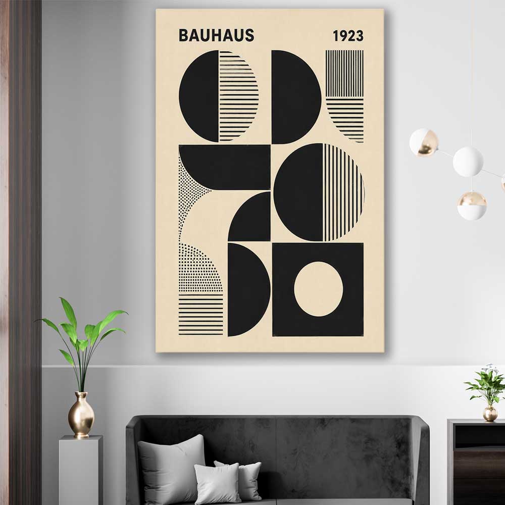 Bauhaus Forms stretched canvas displayed in a room - part of our high quality canvas abstract wall art collection