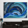 Blue Ether stretched canvas displayed in a room - part of our high quality canvas abstract wall art collection