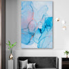 Blue Fracture stretched canvas displayed in a room - part of our high quality canvas abstract wall art collection