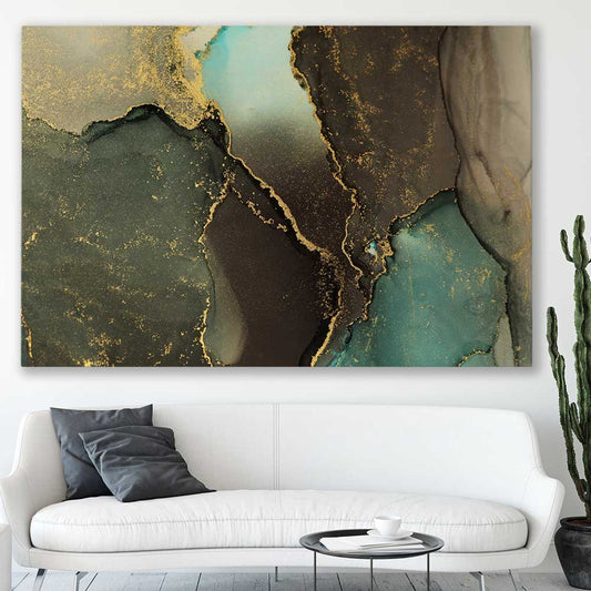 Brown Marble Flow stretched canvas displayed in a room - part of our high quality canvas abstract wall art collection