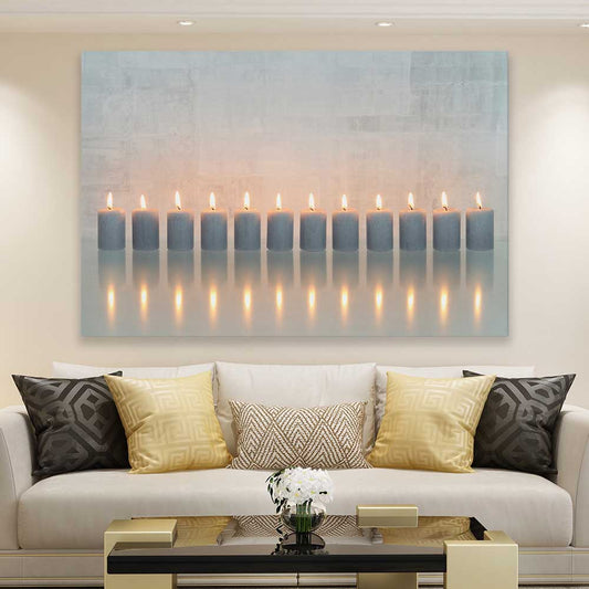 Candle Meditation stretched canvas displayed in a room - part of our high quality canvas abstract wall art collection