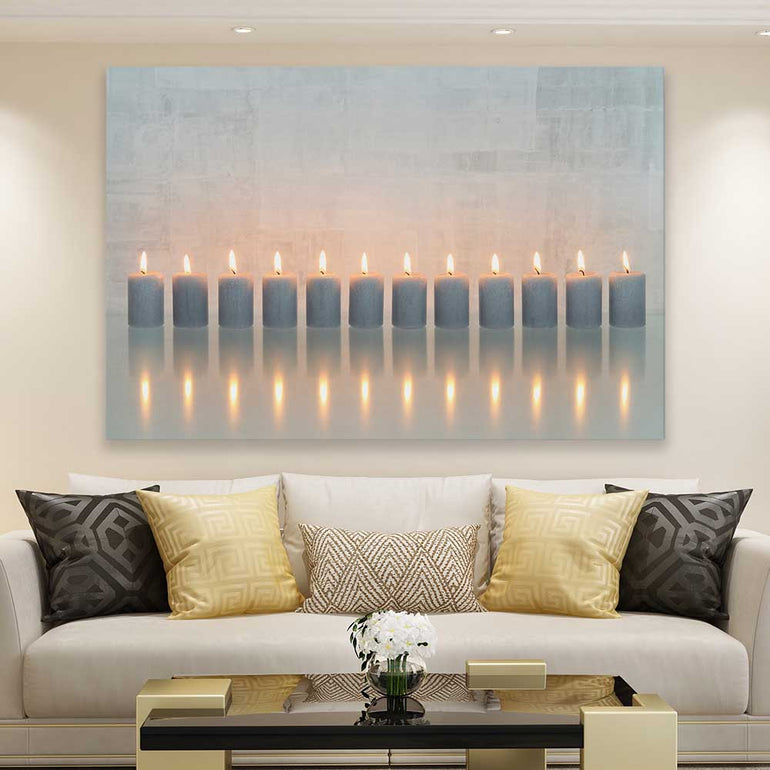 Candle Meditation stretched canvas displayed in a room - part of our high quality canvas abstract wall art collection