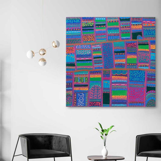 Cheerfulness stretched canvas displayed in a room - part of our high quality canvas abstract wall art collection