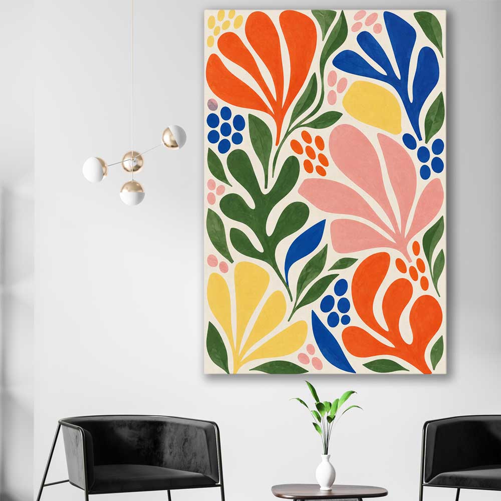 Chromatic Garden stretched canvas displayed in a room - part of our high quality canvas abstract wall art collection