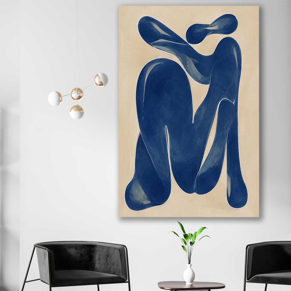Cobalt Forms I stretched canvas displayed in a room - part of our high quality canvas abstract wall art collection