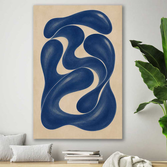 Cobalt Forms II stretched canvas displayed in a room - part of our high quality canvas abstract wall art collection