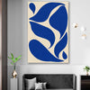 Cobalt Ribbon Reverie stretched canvas displayed in a room - part of our high quality canvas abstract wall art collection