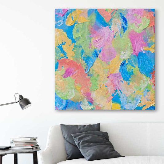 Colour Burst stretched canvas displayed in a room - part of our high quality canvas abstract wall art collection