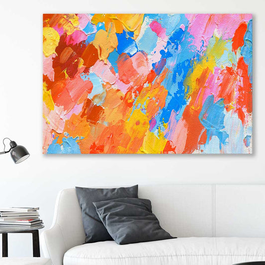 Colour Rays stretched canvas displayed in a room - part of our high quality canvas abstract wall art collection