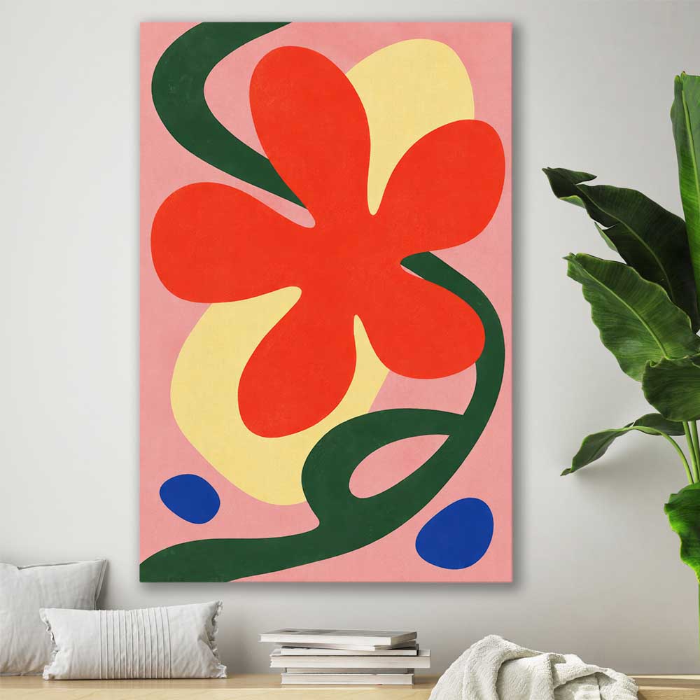 Coral Petal stretched canvas displayed in a room - part of our high quality canvas abstract wall art collection