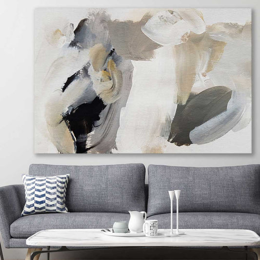 Cosy Neutral stretched canvas displayed in a room - part of our high quality canvas abstract wall art collection