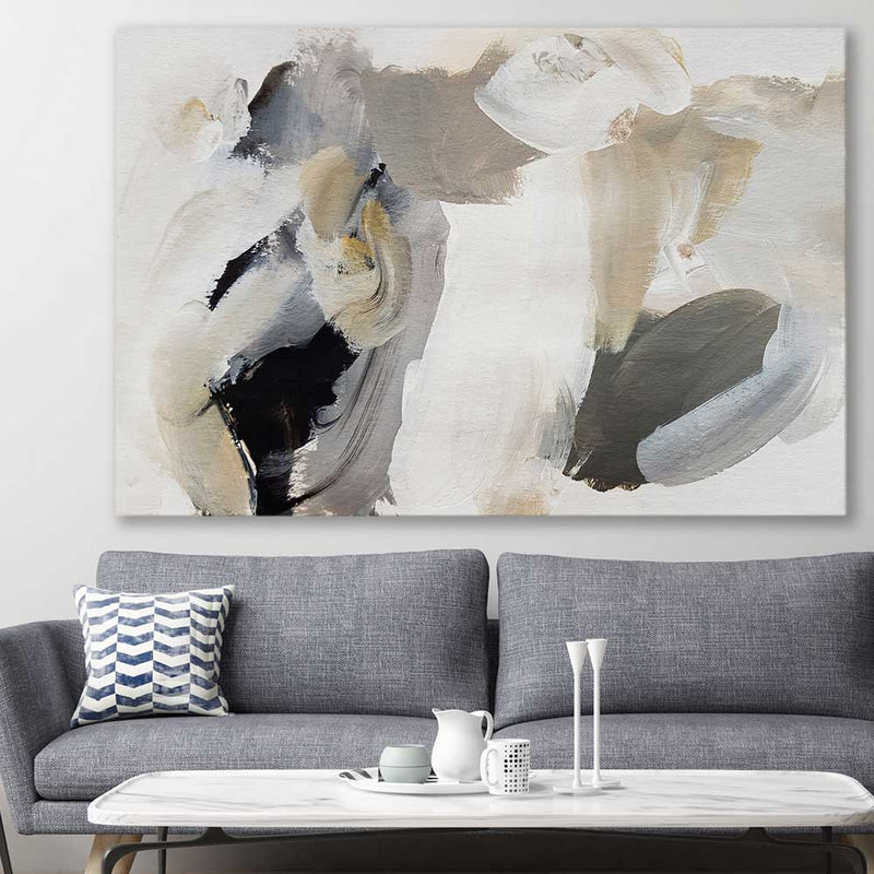 Cosy Neutral stretched canvas displayed in a room - part of our high quality canvas abstract wall art collectionstretched canvas displayed in a room - part of our high quality canvas abstract wall art collection