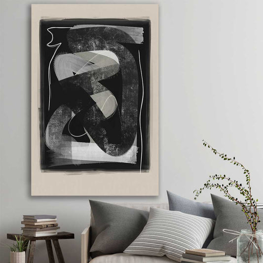 Dark Flow stretched canvas displayed in a room - part of our high quality canvas abstract wall art collection