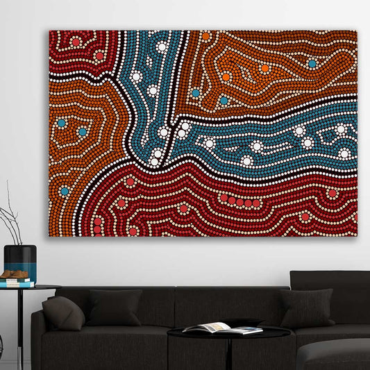 Dots of Night stretched canvas displayed in a room - part of our high quality canvas abstract wall art collection