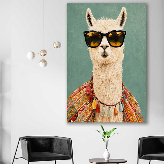 Drama Llama stretched canvas displayed in a room - part of our high quality canvas abstract wall art collection