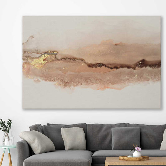 Earthen Glitter stretched canvas displayed in a room - part of our high quality canvas abstract wall art collection