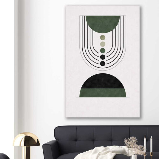 Emerald Balance stretched canvas displayed in a room - part of our high quality canvas abstract wall art collection