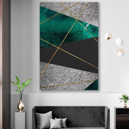 Emerald Gloss stretched canvas displayed in a room - part of our high quality canvas abstract wall art collection