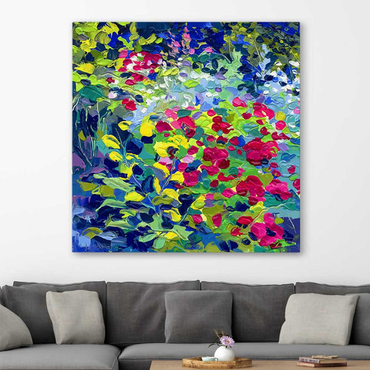 Flourished Dots stretched canvas displayed in a room - part of our high quality canvas abstract wall art collection