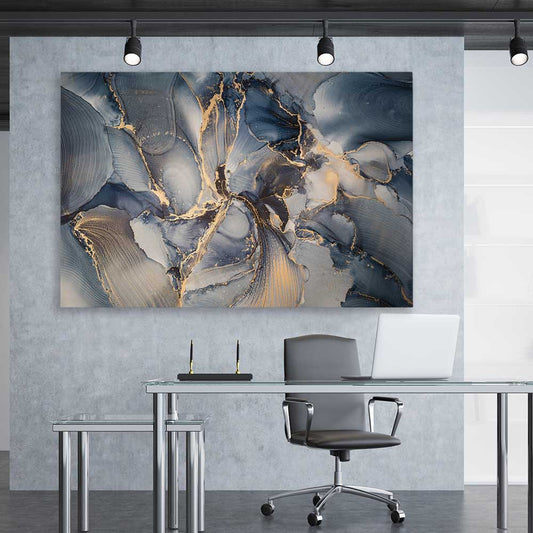 Fluid Swirls stretched canvas displayed in a room - part of our high quality canvas abstract wall art collection