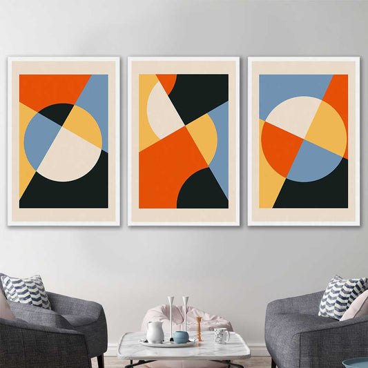 Geometry Burst Set stretched canvas displayed in a room - part of our high quality canvas abstract wall art collection