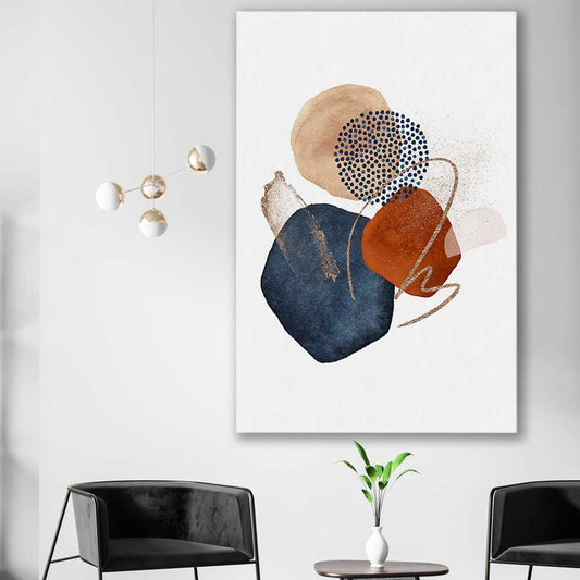 Golden Lines stretched canvas displayed in a room - part of our high quality canvas abstract wall art collection