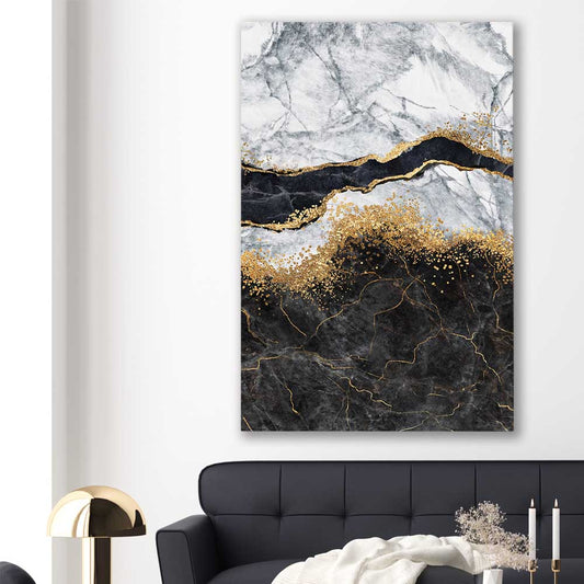 Golden Marble Two stretched canvas displayed in a room - part of our high quality canvas abstract wall art collection