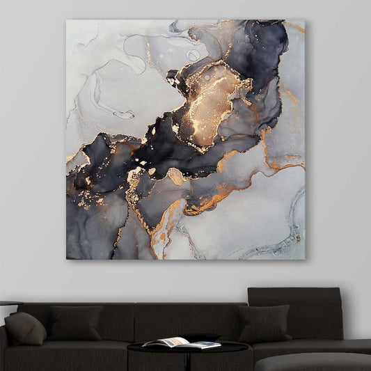 Golden Tones stretched canvas displayed in a room - part of our high quality canvas abstract wall art collection