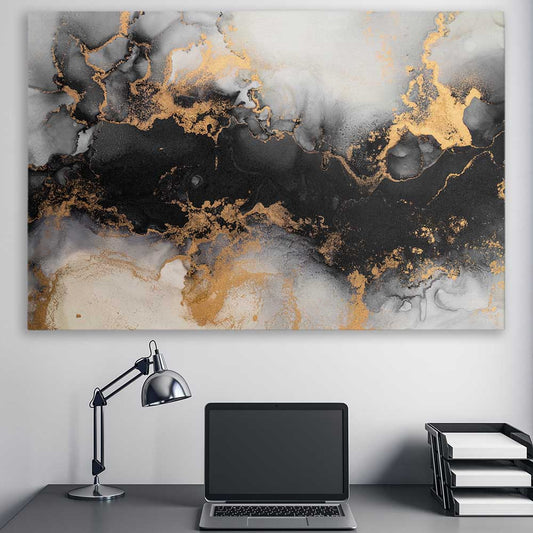 Grey Energy stretched canvas displayed in a room - part of our high quality canvas abstract wall art collection