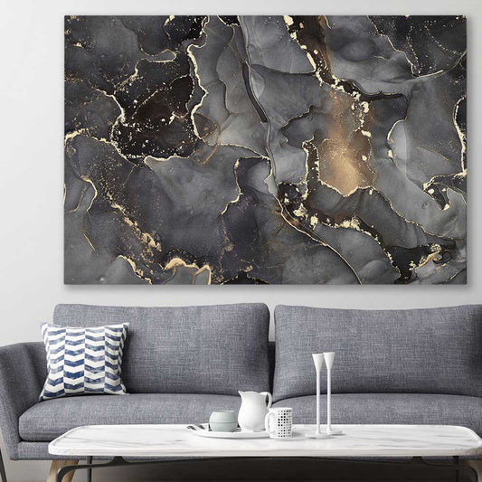 Grey Vapours stretched canvas displayed in a room - part of our high quality canvas abstract wall art collection